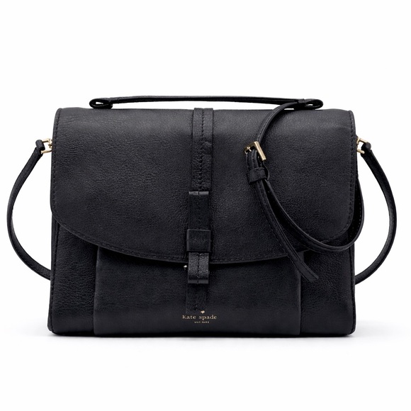 Kate Spade Black Pebbled Leather Satchel Top Handle Crossbody Bag - Picture 2 of 7